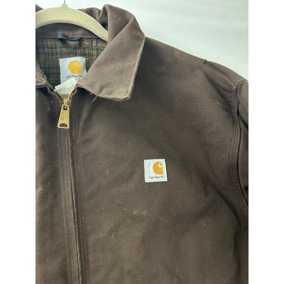 Vintage Carhartt Detroit Jacket Flannel Lined 2XL J200DKB Dark Brown Union Labor - Picture 16 of 16